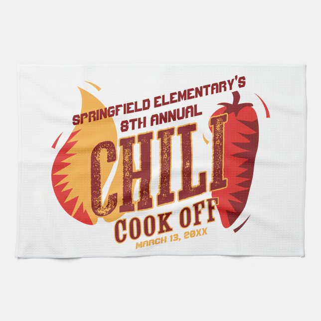 Chili Cook Off | GRILLEN Cookout Contest Geschirrtuch (Horizontal)