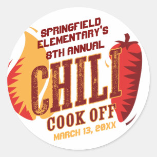 Chili Cook Off GRILLEN Cookout Contest Runder Aufkleber