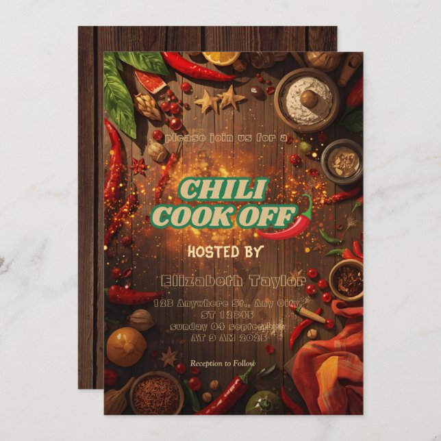Chili Cook Off Party Invitation Einladung (Vorne/Hinten)
