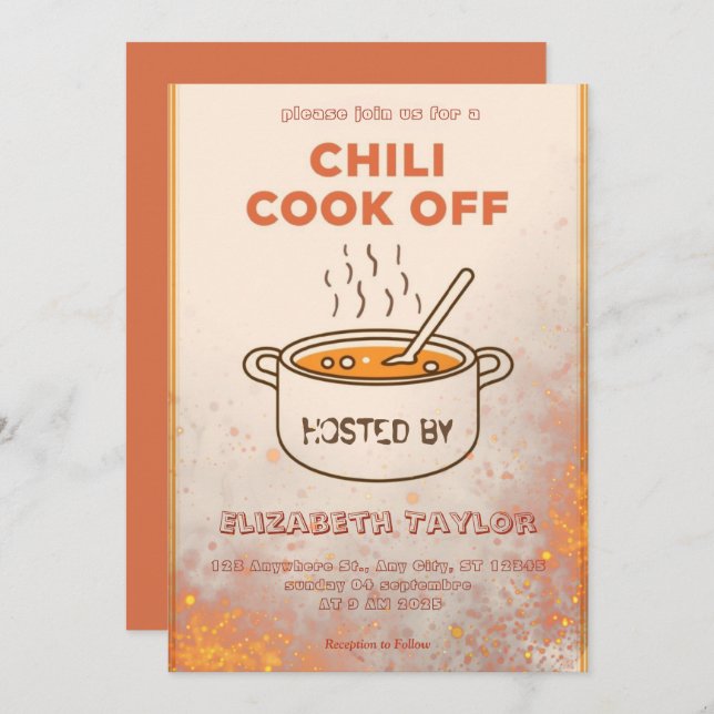 Chili Cook Off Party Invitation Einladung (Vorne/Hinten)
