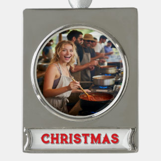 Chili Cook Off Photo Customize Banner-Ornament Silber