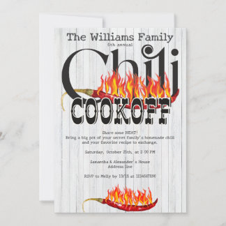 Chili Cookie Cook Off Contest Rustikales Party Einladung