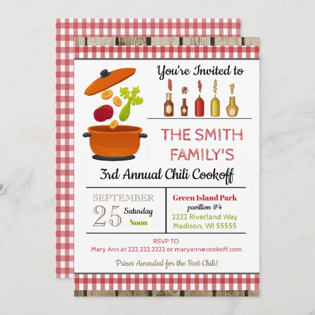 Chili-Cookoff-Einladung Einladung (Vorne/Hinten)