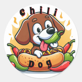 Chili Dog Welten am besten! Runder Aufkleber