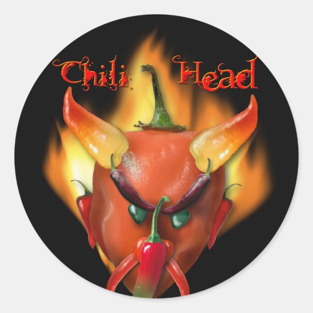 Chili Head Devil Runder Aufkleber (Vorderseite)
