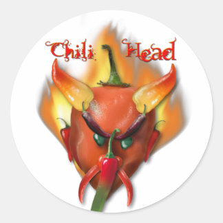 Chili Head Devil Runder Aufkleber