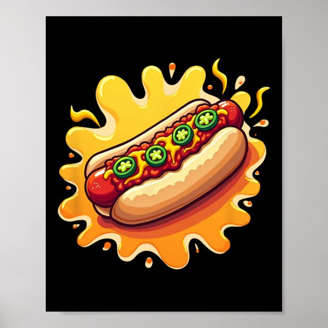 Chili Hund mit Jalepenos Design Poster (Vorne)