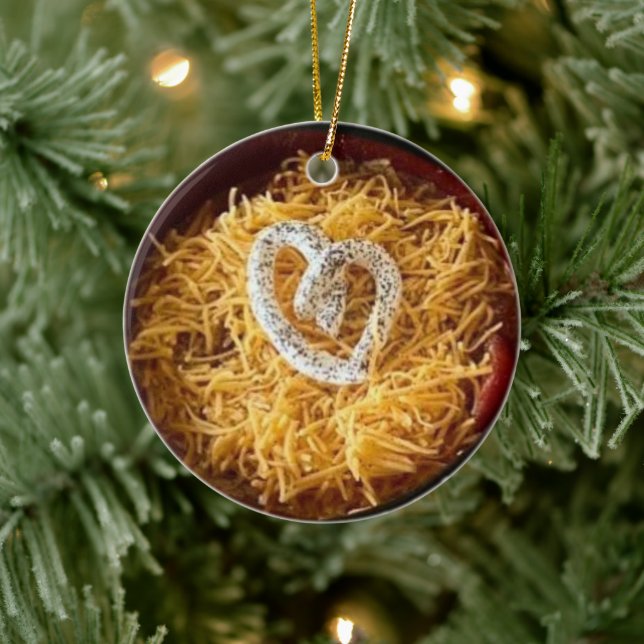 Chili mit sauer Creme Herz Keramik Ornament (Baum)