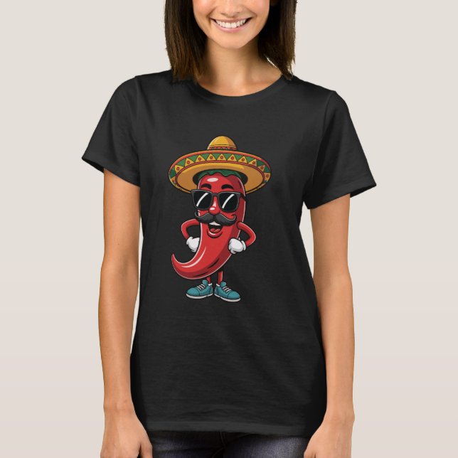 Chili Paprika Cinco De Mayo Scharf T-Shirt (Vorderseite)