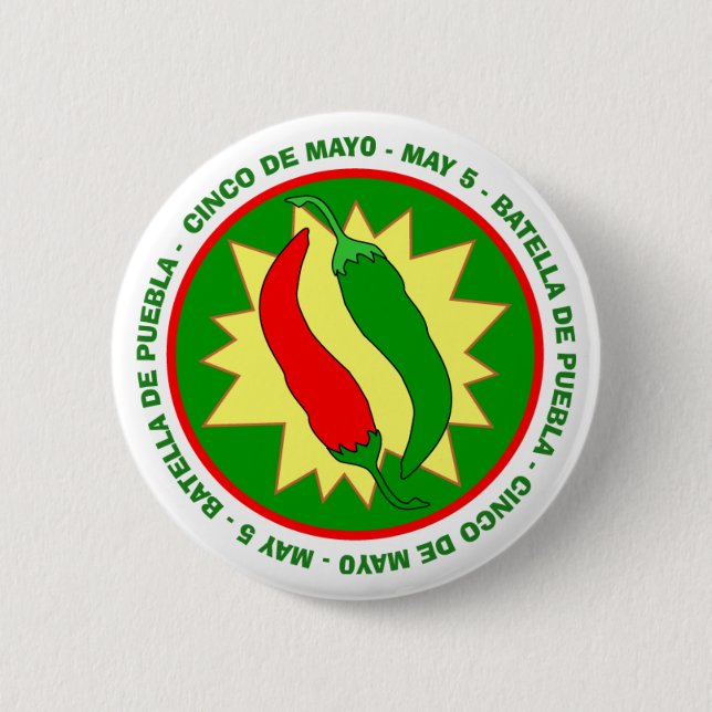 Chili-Paprikaschoten-Abzeichen Cinco Des Mayo Button (Vorderseite)