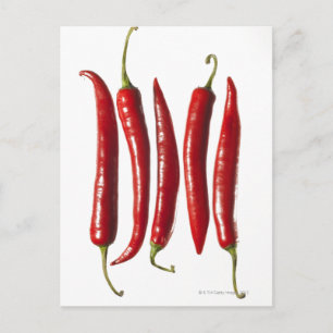 Chili-Paprikaschoten in einer Zeile Postkarte