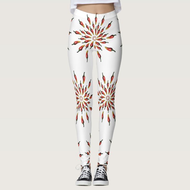 Chili Paprikaschoten Mandala Botanische Gewohnheit Leggings (Vorderseite)