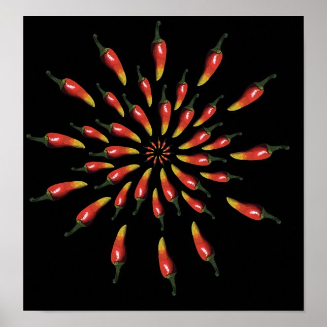 Chili Paprikaschoten Mandala Kunst, Dichtung und M Poster (Vorne)
