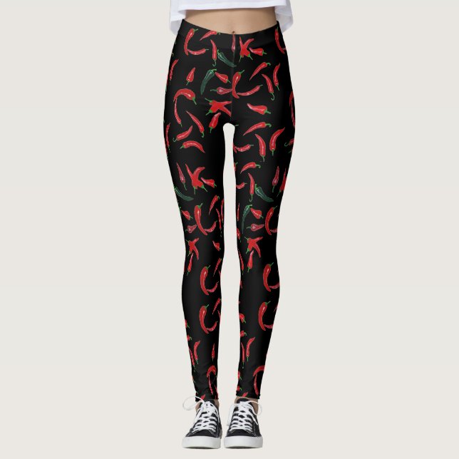 Chili Pattern| Rot und Grün Leggings (Vorderseite)