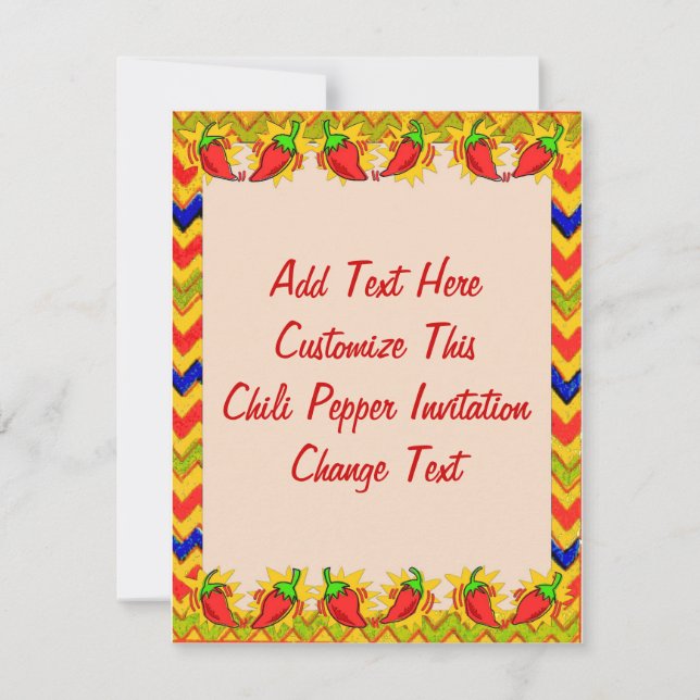 Chili Pepper Frame 2, Text hinzufügen Einladung (Vorderseite)