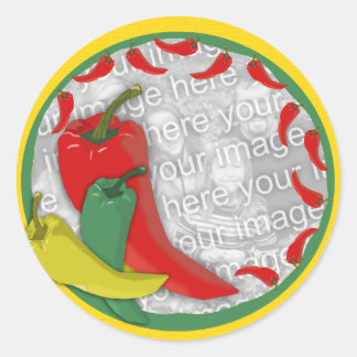 Chili Pepper Group Circle Frame2 Runder Aufkleber
