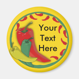 Chili Pepper Group Circle Frame Magnet