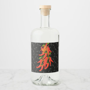 Chili Pepper Heißsauce Flasche Alkoholflaschenetikett