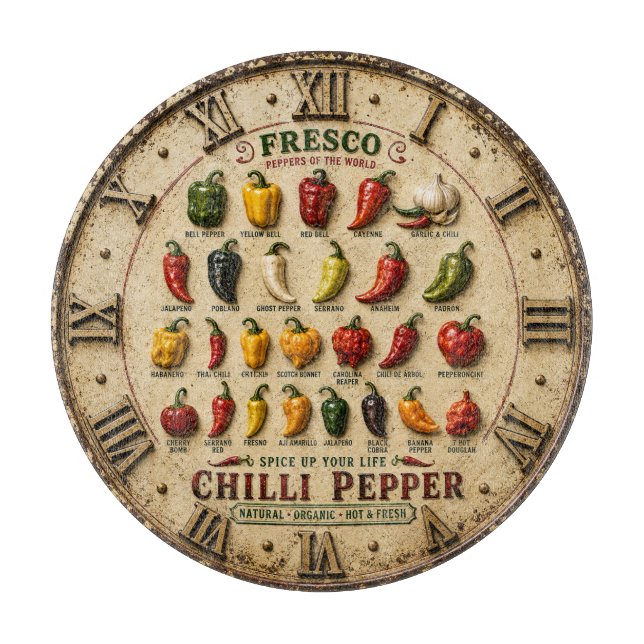 Chili Pepper Kitchen Rustic Farmhouse Chef Gift Schneidebrett (Vorderseite)