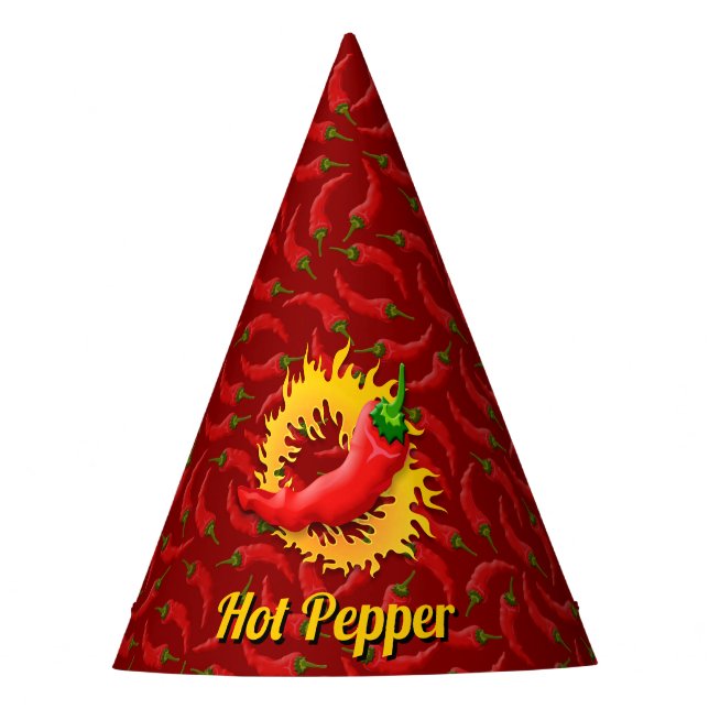 Chili Pepper mit Flamme-Party-Hut Partyhütchen (Vorderseite)