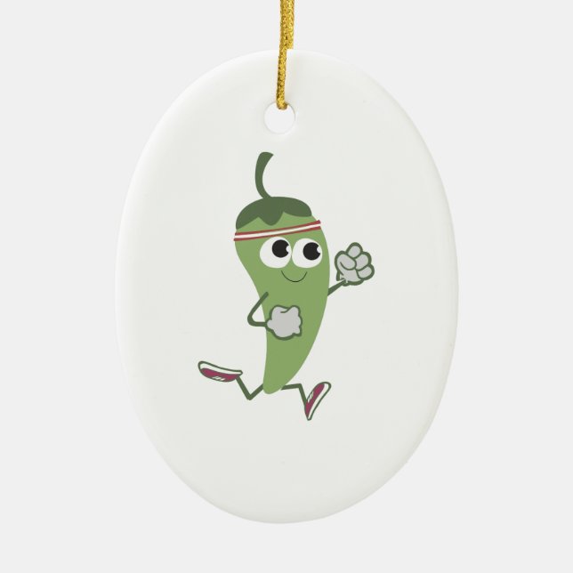 Chili Pepper Runner Keramik Ornament (Vorne)