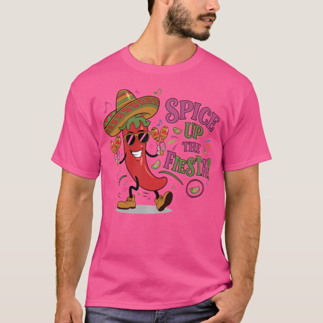 Chili Pepper Sombrero Maracas Cinco De May T-Shirt (Vorderseite)
