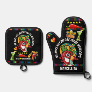 CHILI PEPPER SPASS OFENHANDSCHUH & Topflappen-Set