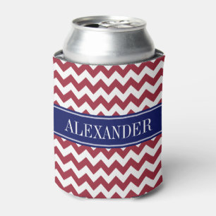 Chili Pepper Weiß Chevron Navy Namensmonogramm Dosenkühler