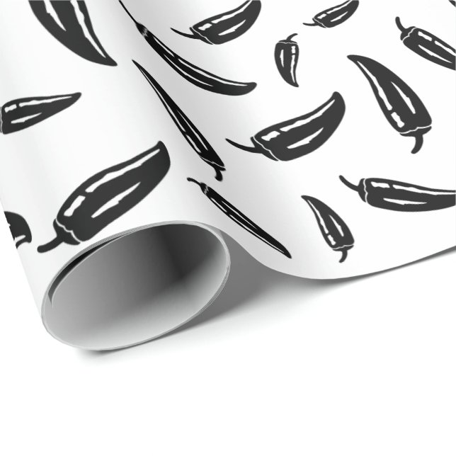 Chili Pepper Wrapping Paper Black and White Custom Geschenkpapier (Rolleneckpunkt)