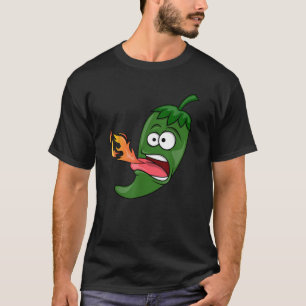 Chili-Pfeffer-Feuer-Atem Cartoon Rot lustig T-Shirt