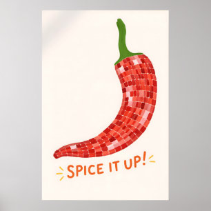 Chili-Pfeffer-Küchen-Druck, Moderne Lebensmittel-W Poster