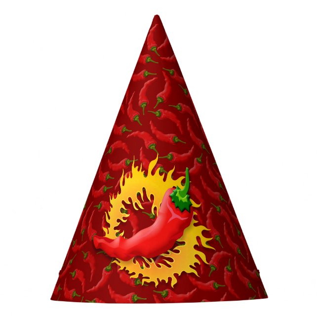 Chili-Pfeffer mit Flamme Partyhütchen (Vorderseite)