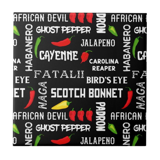 Chili Pfeffer nennt scharfe Lebensmittel Fliese (Vorderseite)