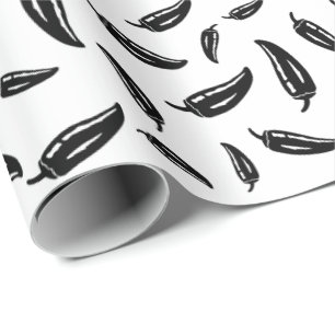 Chili-Pfeffer-Verpackungspapier Schwarz-Weiß indiv Geschenkpapier