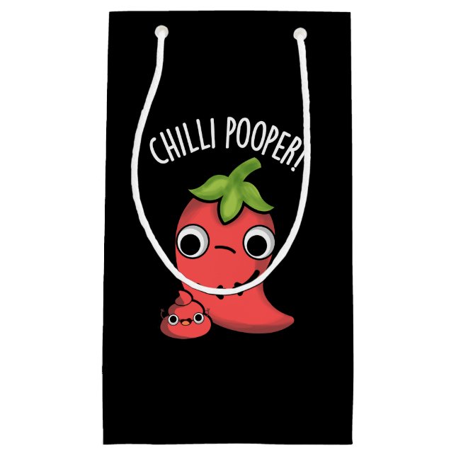 Chili Poooper Funny Pepper Pun Dark BG Kleine Geschenktüte (Vorderseite)