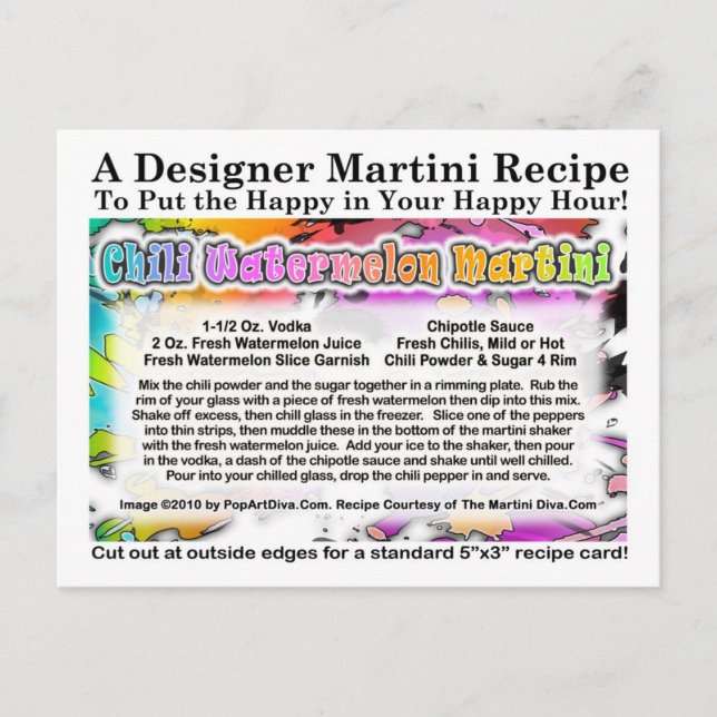 Chili Watermelon Martini Rezept Postkarte (Vorderseite)
