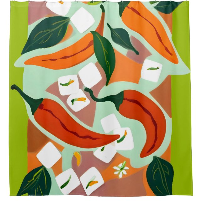 Chilies & Ice Cubes Duschvorhang (Vorderseite)
