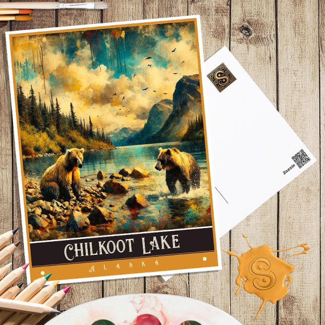 Chilkoot Lake, Alaska | Vintage Malerei Postkarte (Von Creator hochgeladen)