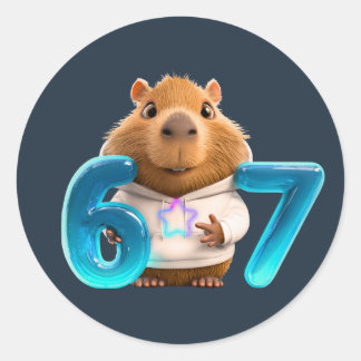 Chill 67 Capybara Round Sticker  –Midnight Edition