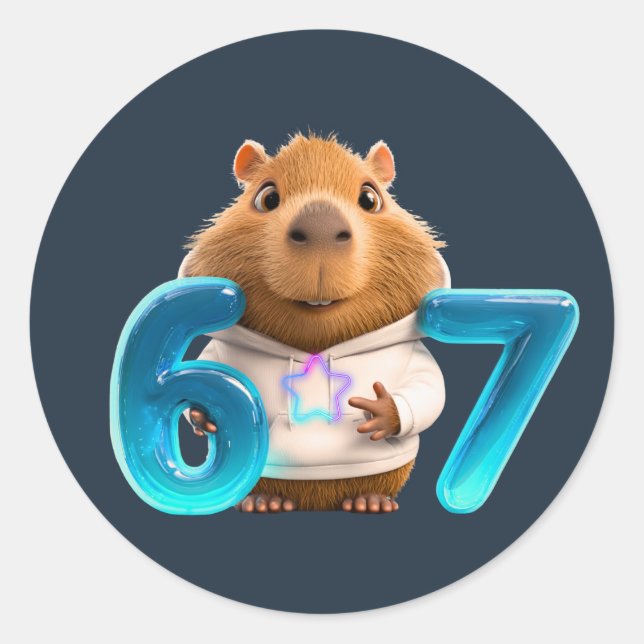 Chill 67 Capybara Round Sticker  –Midnight Edition (Vorderseite)