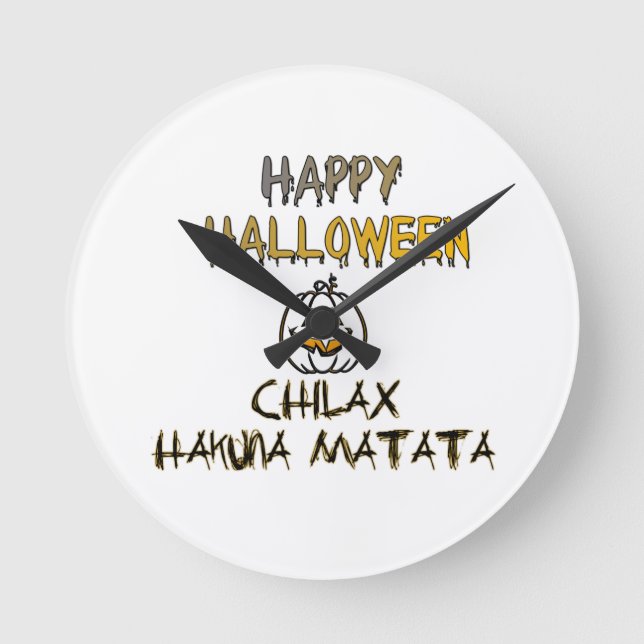 Chill and Relax Happy Halloween Collection Runde Wanduhr (Vorderseite)