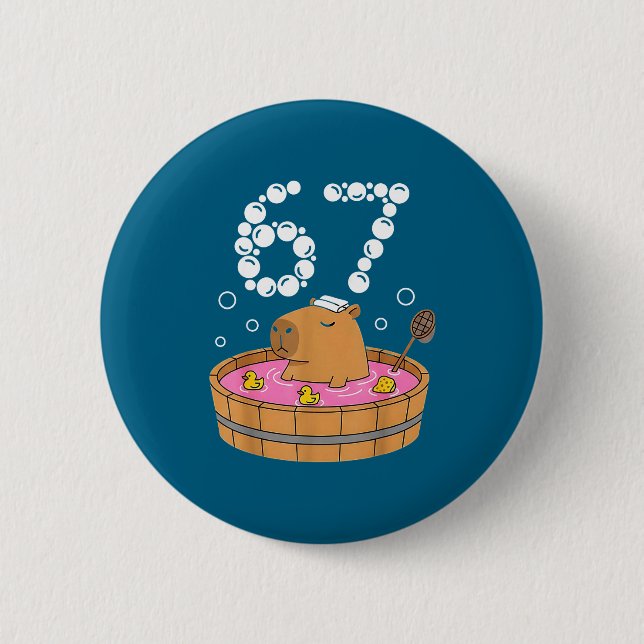 Chill Bath Tub Capybara Sauna 67 Relaxed Animal Fu Button (Vorderseite)