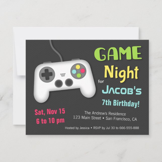 Chill Boys Video Game Night Birthday Party Einladung (Vorderseite)