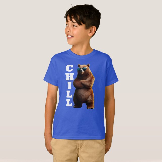 Chill Brown Bear in Sonnenbrille T-Shirt (Vorne ganz)