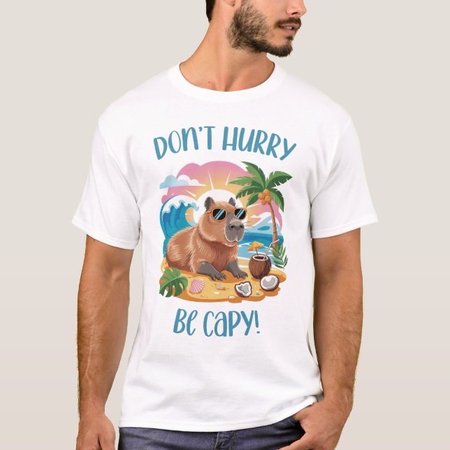Chill Capybara Beach Vibes - Beeil dich nicht, Cap T-Shirt (Vorderseite)
