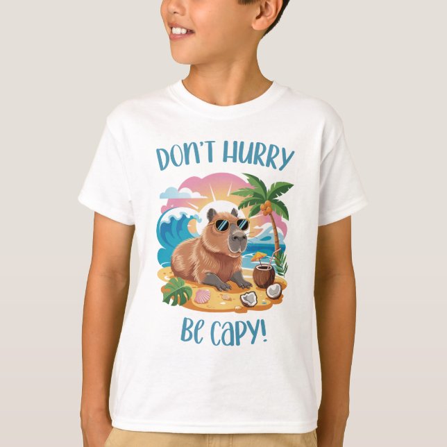 Chill Capybara Beach Vibes - Beeil dich nicht, Cap T-Shirt (Vorderseite)