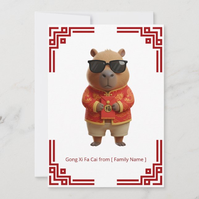 Chill Capybara Gong Xi Fa Cai Karte (Vorderseite)