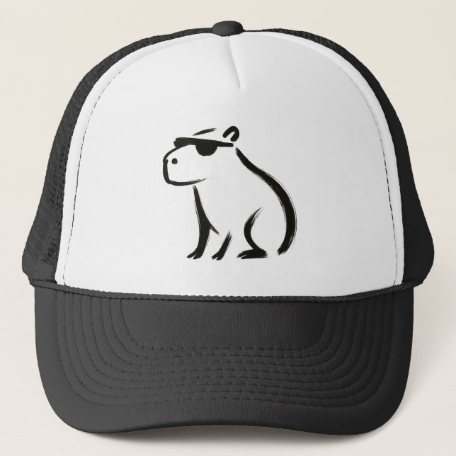 Chill Capybara – Ink Brush Design Tote Bag Truckerkappe (Vorderseite)