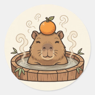 Chill Capybara Onsen — Zen-Heißquellenbad mit eine Runder Aufkleber