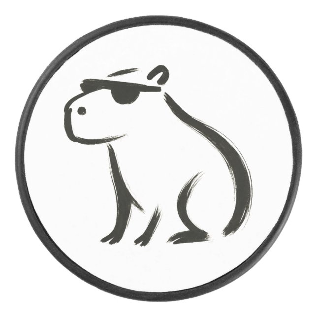 Chill Capybara - Tintenbrush Design Eishockey Puck (Vorderseite)